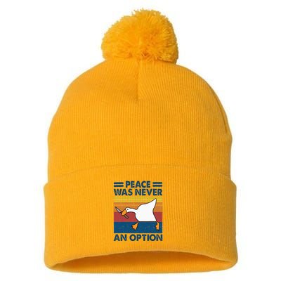 Murder Duck Peace Was Never An Option Duck With Knife Meme Pom Pom 12in Knit Beanie