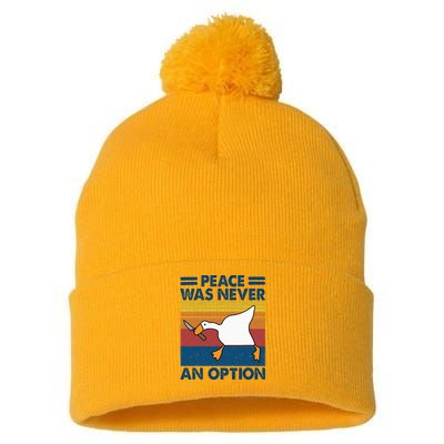 Murder Duck Peace Was Never An Option Duck With Knife Meme Pom Pom 12in Knit Beanie