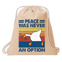 Murder Duck Peace Was Never An Option Duck With Knife Meme Drawstring Bag