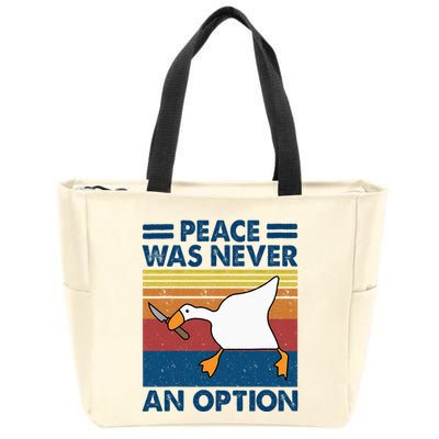 Murder Duck Peace Was Never An Option Duck With Knife Meme Zip Tote Bag
