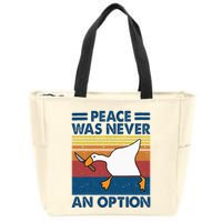 Murder Duck Peace Was Never An Option Duck With Knife Meme Zip Tote Bag