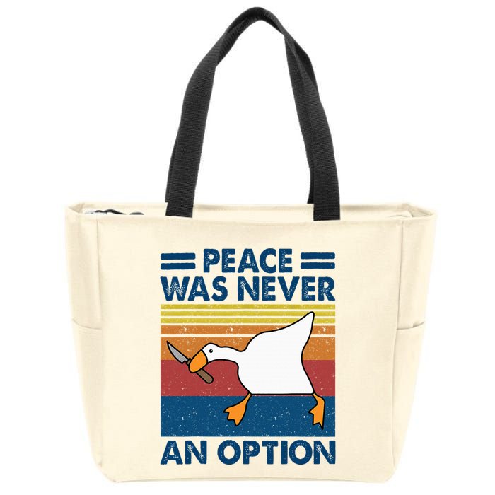 Murder Duck Peace Was Never An Option Duck With Knife Meme Zip Tote Bag