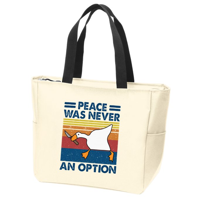 Murder Duck Peace Was Never An Option Duck With Knife Meme Zip Tote Bag