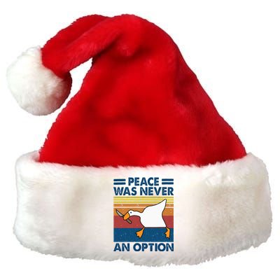 Murder Duck Peace Was Never An Option Duck With Knife Meme Premium Christmas Santa Hat