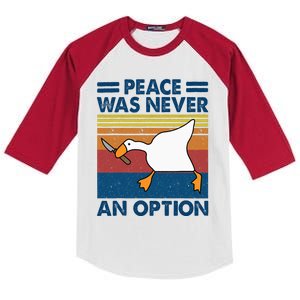 Murder Duck Peace Was Never An Option Duck With Knife Meme Kids Colorblock Raglan Jersey