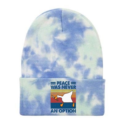 Murder Duck Peace Was Never An Option Duck With Knife Meme Tie Dye 12in Knit Beanie