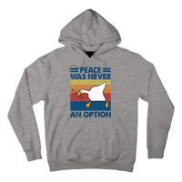 Murder Duck Peace Was Never An Option Duck With Knife Meme Tall Hoodie