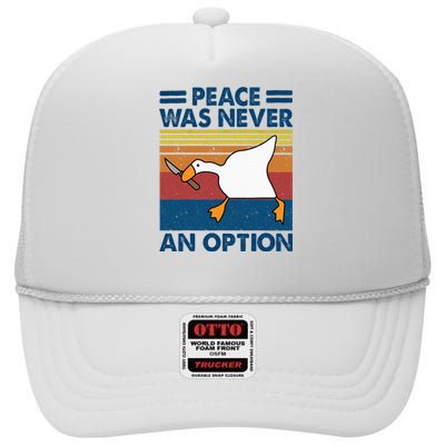 Murder Duck Peace Was Never An Option Duck With Knife Meme High Crown Mesh Back Trucker Hat