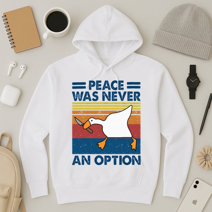 Murder Duck Peace Was Never An Option Duck With Knife Meme Hoodie