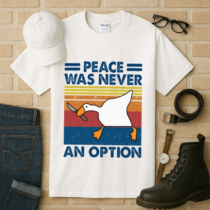 Murder Duck Peace Was Never An Option Duck With Knife Meme Tall T-Shirt