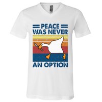 Murder Duck Peace Was Never An Option Duck With Knife Meme V-Neck T-Shirt