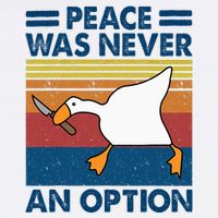 Murder Duck Peace Was Never An Option Duck With Knife Meme Button