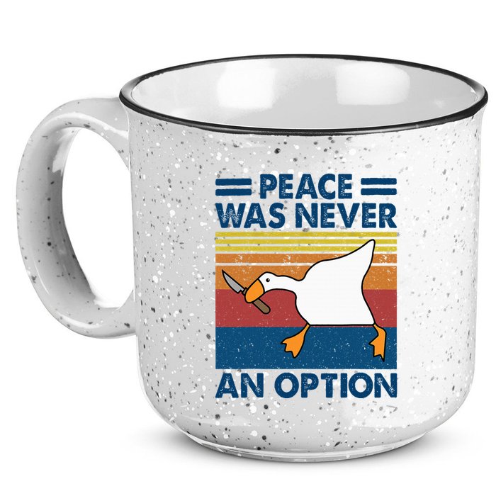 Murder Duck Peace Was Never An Option Duck With Knife Meme 15oz Campfire Ceramic Mug