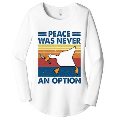 Murder Duck Peace Was Never An Option Duck With Knife Meme Women's Perfect Tri Tunic Long Sleeve Shirt