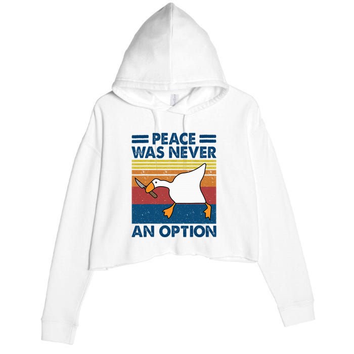 Murder Duck Peace Was Never An Option Duck With Knife Meme Crop Fleece Hoodie