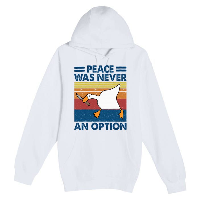 Murder Duck Peace Was Never An Option Duck With Knife Meme Premium Pullover Hoodie