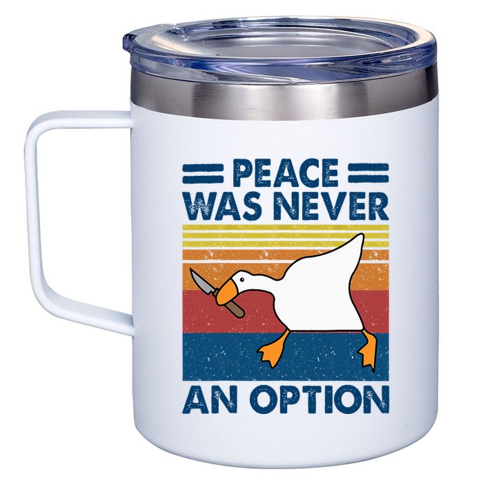 Murder Duck Peace Was Never An Option Duck With Knife Meme 12oz Stainless Steel Coffee Mug