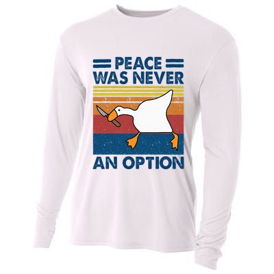 Murder Duck Peace Was Never An Option Duck With Knife Meme Cooling Performance Long Sleeve Crew