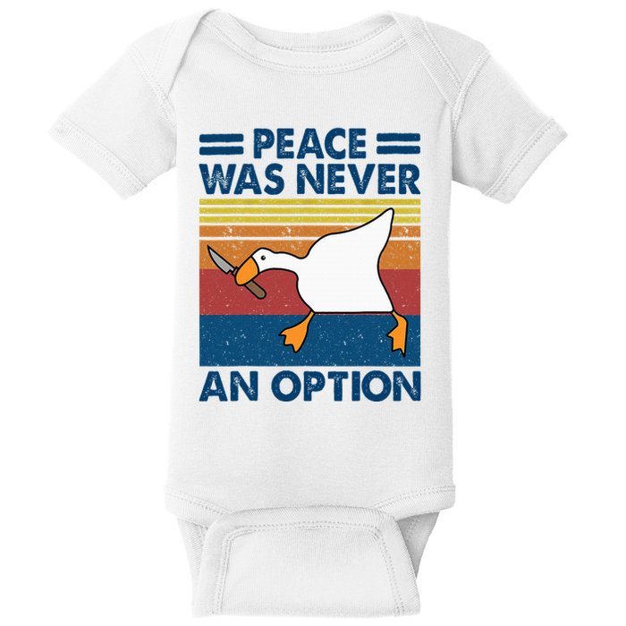 Murder Duck Peace Was Never An Option Duck With Knife Meme Baby Bodysuit