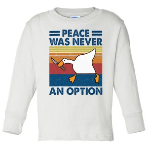 Murder Duck Peace Was Never An Option Duck With Knife Meme Toddler Long Sleeve Shirt