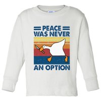 Murder Duck Peace Was Never An Option Duck With Knife Meme Toddler Long Sleeve Shirt