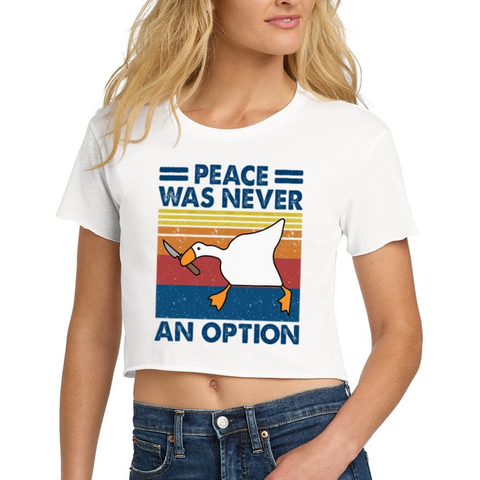 Murder Duck Peace Was Never An Option Duck With Knife Meme Crop Top