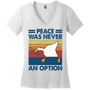 Murder Duck Peace Was Never An Option Duck With Knife Meme Women's V-Neck T-Shirt