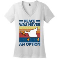 Murder Duck Peace Was Never An Option Duck With Knife Meme Women's V-Neck T-Shirt