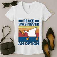 Murder Duck Peace Was Never An Option Duck With Knife Meme Women's V-Neck T-Shirt