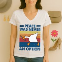 Murder Duck Peace Was Never An Option Duck With Knife Meme Women's V-Neck T-Shirt