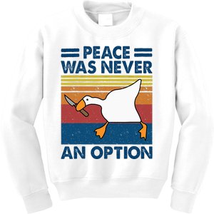 Murder Duck Peace Was Never An Option Duck With Knife Meme Kids Sweatshirt