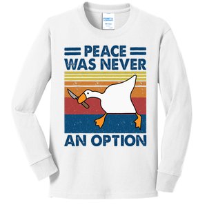 Murder Duck Peace Was Never An Option Duck With Knife Meme Kids Long Sleeve Shirt