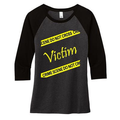 Mystery Dinner Party Victim Women's Tri-Blend 3/4-Sleeve Raglan Shirt