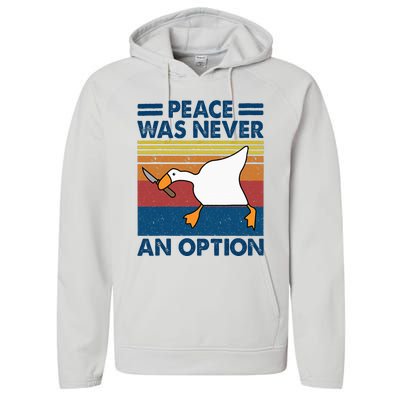 Murder Duck Peace Was Never An Option Duck With Knife Meme Performance Fleece Hoodie