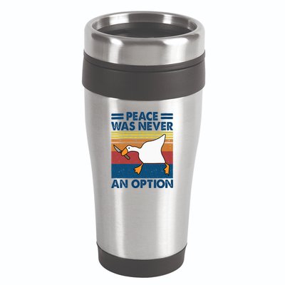 Murder Duck Peace Was Never An Option Duck With Knife Meme 16oz Travel Tumbler