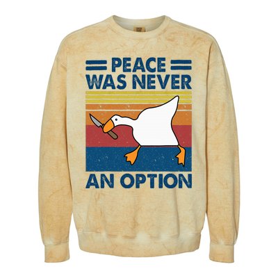 Murder Duck Peace Was Never An Option Duck With Knife Meme Colorblast Crewneck Sweatshirt