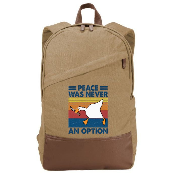 Murder Duck Peace Was Never An Option Duck With Knife Meme Cotton Canvas Backpack