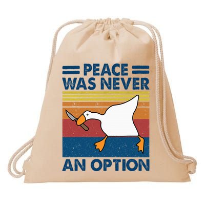 Murder Duck Peace Was Never An Option Duck With Knife Meme Drawstring Bag
