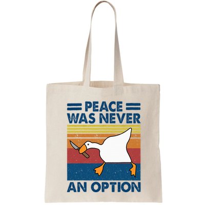 Murder Duck Peace Was Never An Option Duck With Knife Meme Bag