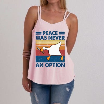 Murder Duck Peace Was Never An Option Duck With Knife Meme Women's Strappy Tank