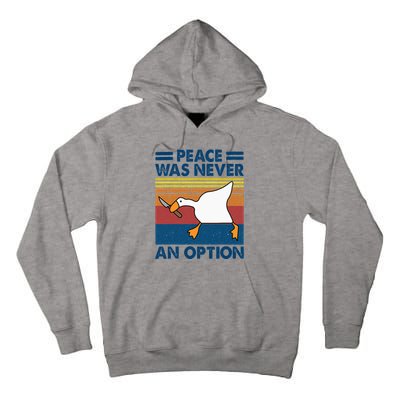 Murder Duck Peace Was Never An Option Duck With Knife Meme Tall Hoodie