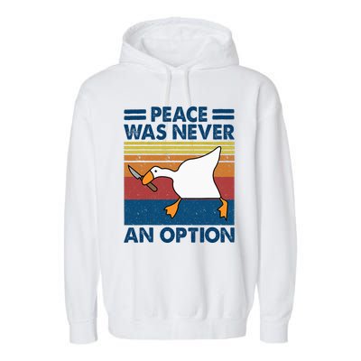 Murder Duck Peace Was Never An Option Duck With Knife Meme Garment-Dyed Fleece Hoodie