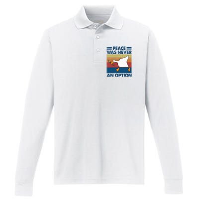 Murder Duck Peace Was Never An Option Duck With Knife Meme Performance Long Sleeve Polo