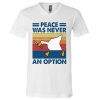 Murder Duck Peace Was Never An Option Duck With Knife Meme V-Neck T-Shirt