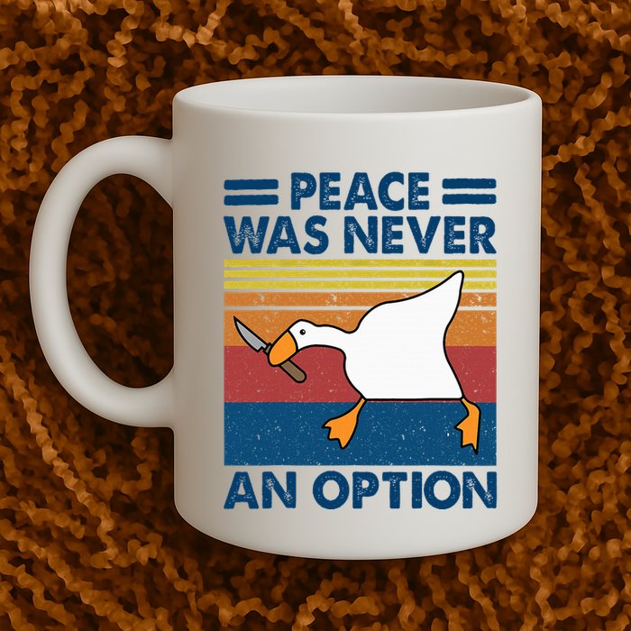 Murder Duck Peace Was Never An Option Duck With Knife Meme Coffee Mug