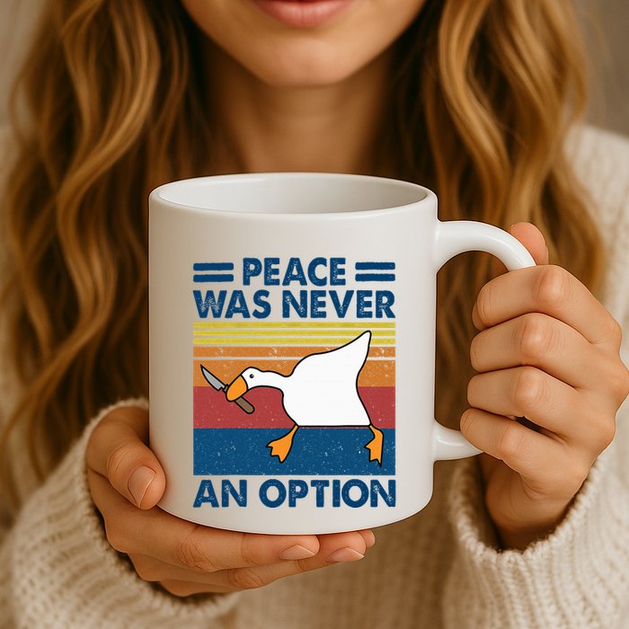 Murder Duck Peace Was Never An Option Duck With Knife Meme Coffee Mug