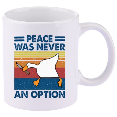 Murder Duck Peace Was Never An Option Duck With Knife Meme 11oz C Handle Ceramic Mug
