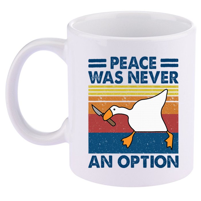 Murder Duck Peace Was Never An Option Duck With Knife Meme 11oz C Handle Ceramic Mug