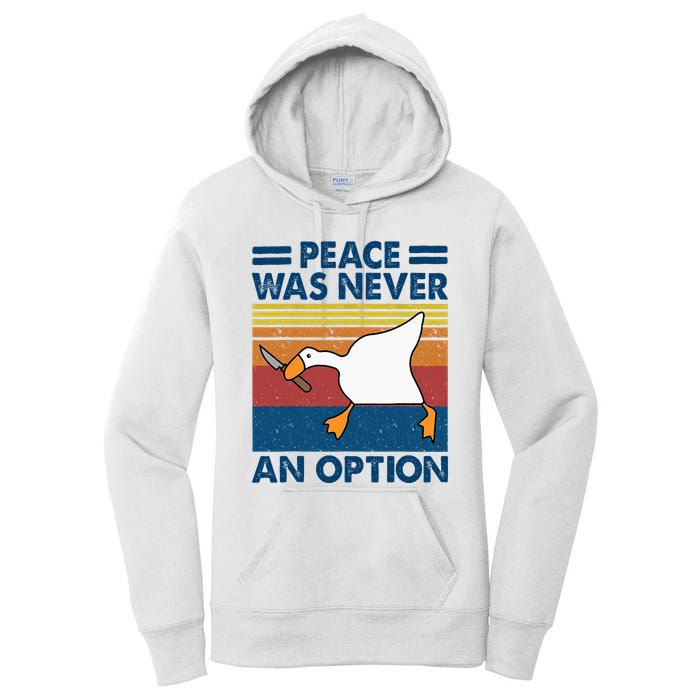 Murder Duck Peace Was Never An Option Duck With Knife Meme Women's Pullover Hoodie