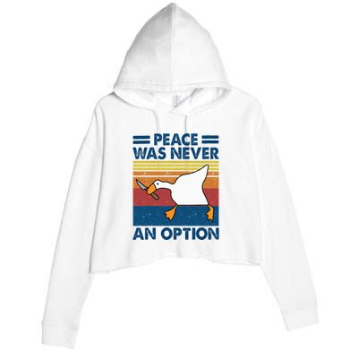Murder Duck Peace Was Never An Option Duck With Knife Meme Crop Fleece Hoodie